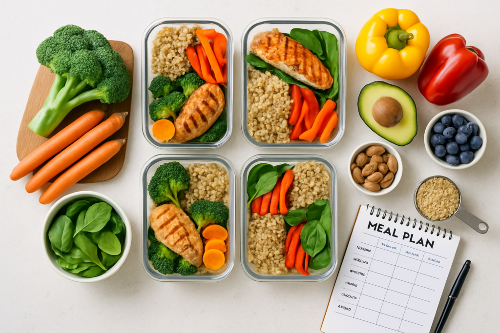 healthy meal planning colorful ingredients